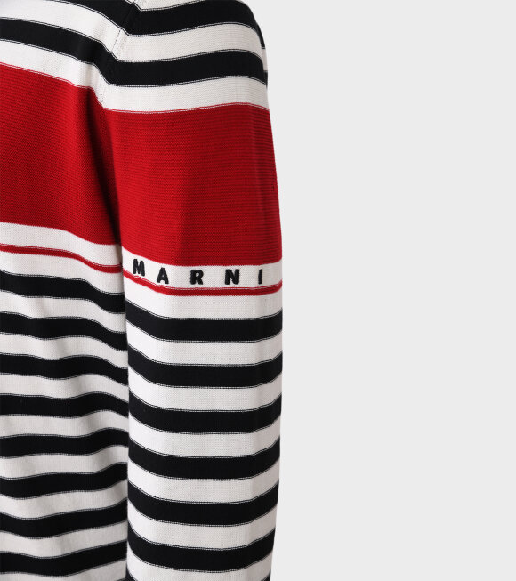 Marni - Striped Logo Knit Black/Red/Off-White 