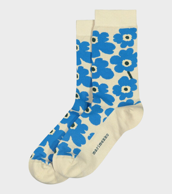 Marimekko - Hieta Unikko Socks Blue/Beige