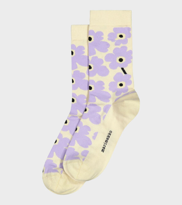 Marimekko - Hieta Unikko Socks Purple/Beige