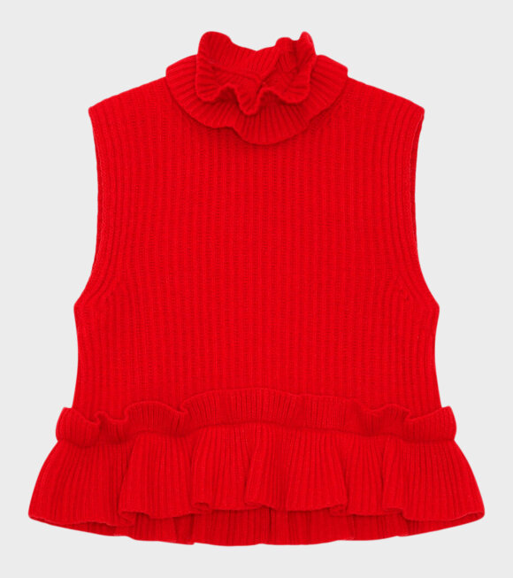Ganni - Recycled Wool Knit Vest Red