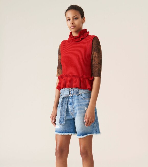 Ganni - Recycled Wool Knit Vest Red