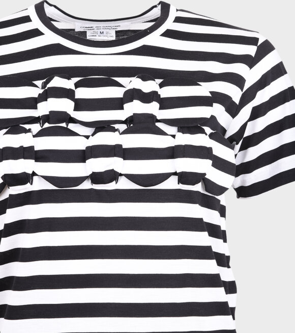 Comme des Garcons - Ladies Striped Bow T-Shirt Black/White 