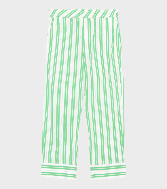 Ganni - Stripe Cotton Pants Kelly Green