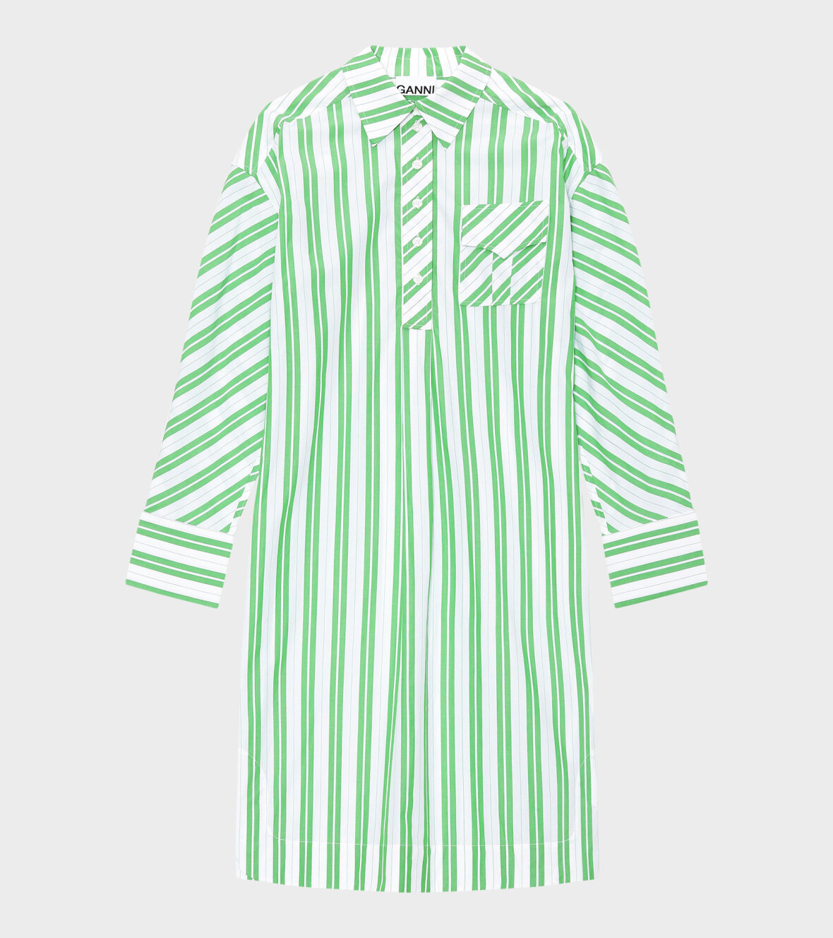 forestille Hovedgade Brink dr. Adams - Ganni Stripe Cotton Dress Kelly Green
