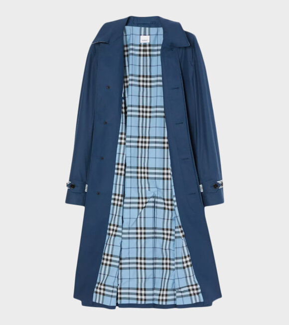 Burberry - Knitted Stripe Detail Technical Cotton Car Coat Ink Blue