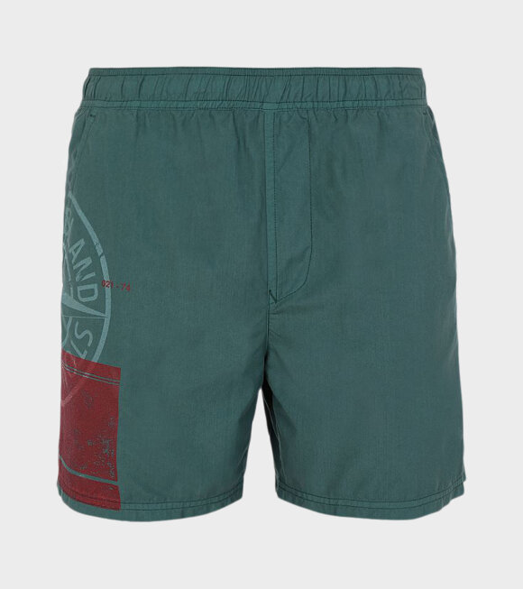 Stone Island - Logo Print Swim Shorts Green