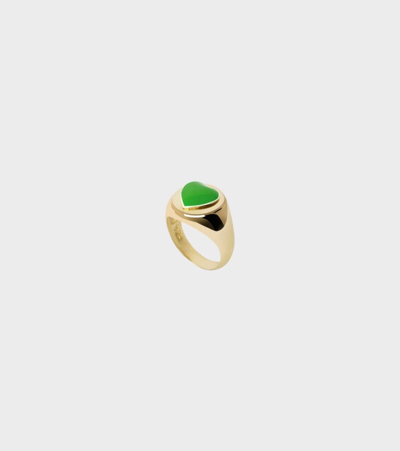 Wilhelmina Garcia - Gold Heart Ring Green