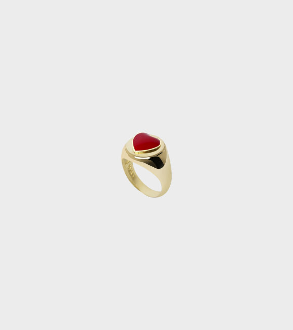 Wilhelmina Garcia - Gold Heart Ring Red