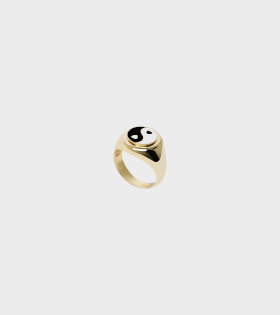 Wilhelmina Garcia - Gold Yin/Yang Ring Black