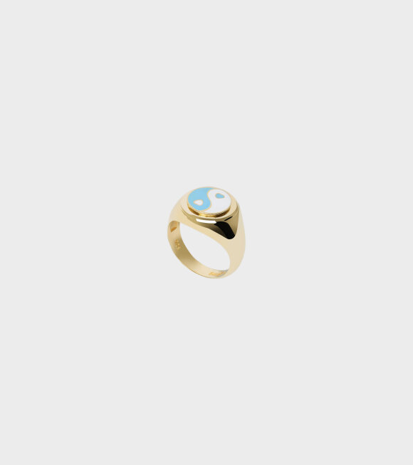 Wilhelmina Garcia - Gold Yin/Yang Ring Blue