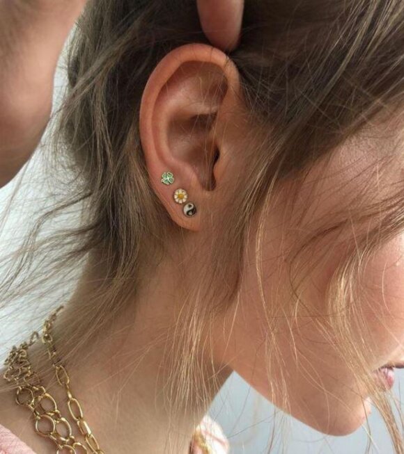Wilhelmina Garcia - Gold Clover Stud Earring Green