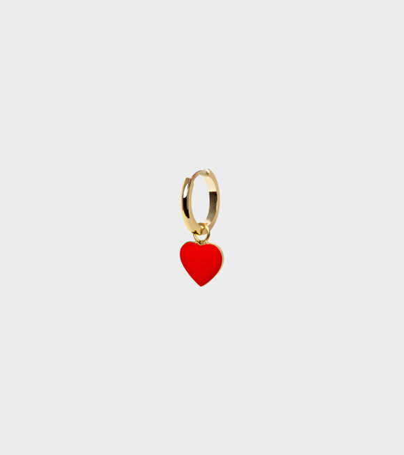 Wilhelmina Garcia - Gold Heart Earring Red
