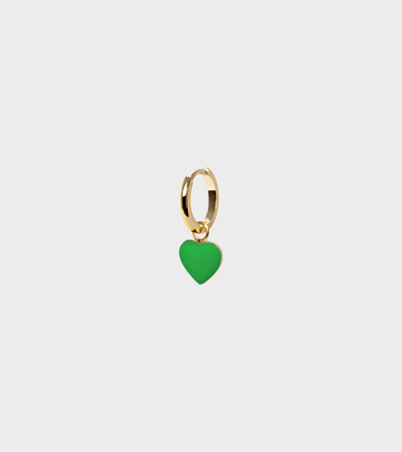 Wilhelmina Garcia - Gold Heart Earring Green