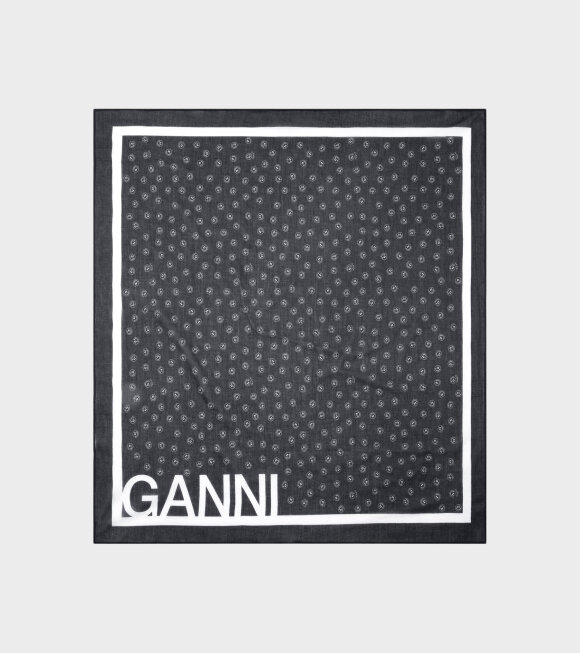 Ganni - Cotton Voile Scarf Black 