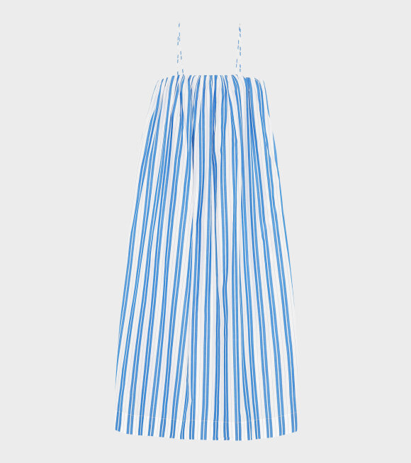 Ganni - Midi Dress Stripe Cotton Blue/White