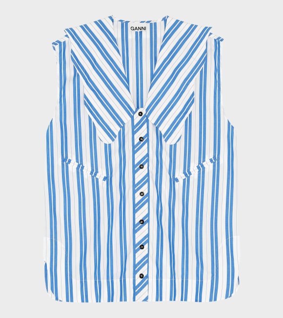 Ganni - Tunika Shirt Stripe Cotton Blue/White