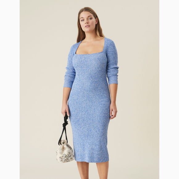 Ganni - Long Dress Melange Knit Blue
