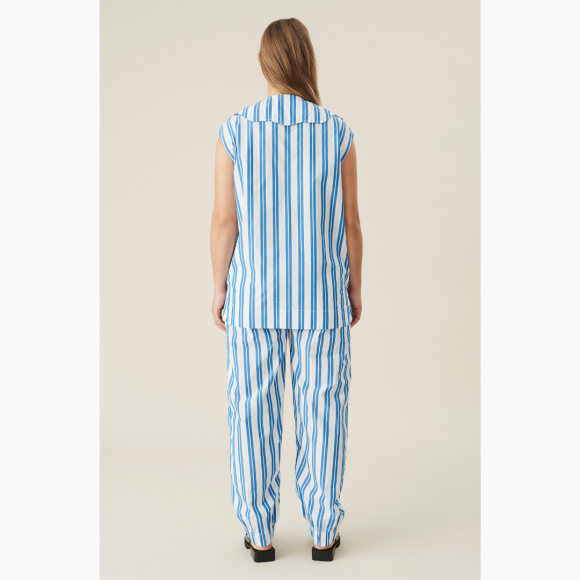 Ganni - Tunika Shirt Stripe Cotton Blue/White