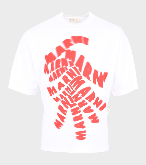 Marni - Red Logo Print T-shirt White 