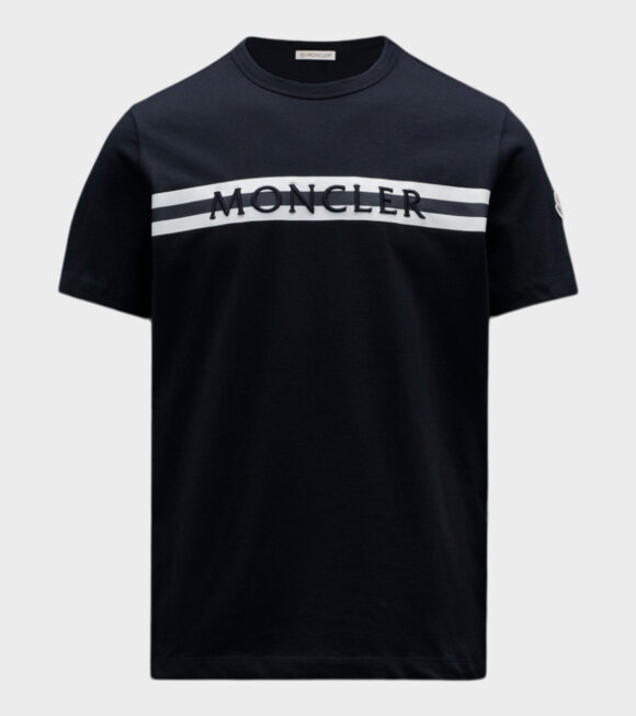 Moncler - Maglia Tee Striped Logo Navy
