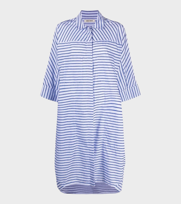 Henrik Vibskov - Funnel Shirtdress Bright Blue Stripes 