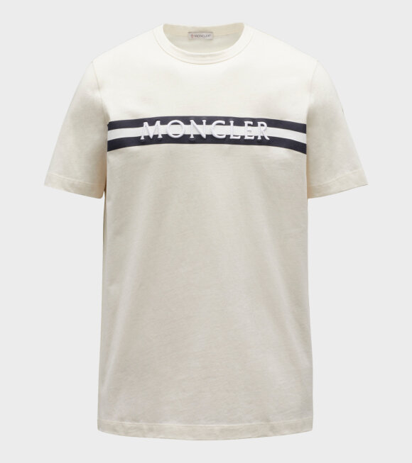 Moncler - Maglia Tee Striped Logo Off-White