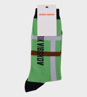 Big Check Socks Green/Lavander