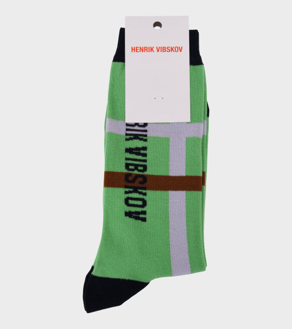 Henrik Vibskov - Big Check Socks Green/Lavander