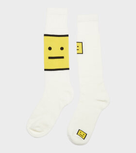 Acne Studios - Cotton Knee Socks White/Yellow