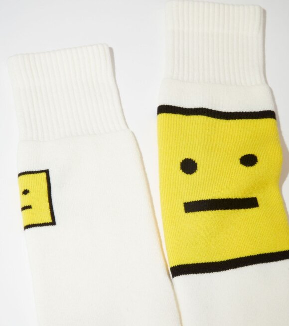 Acne Studios - Cotton Knee Socks White/Yellow