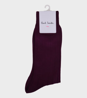 Plain Rib Socks Burgundy Purple