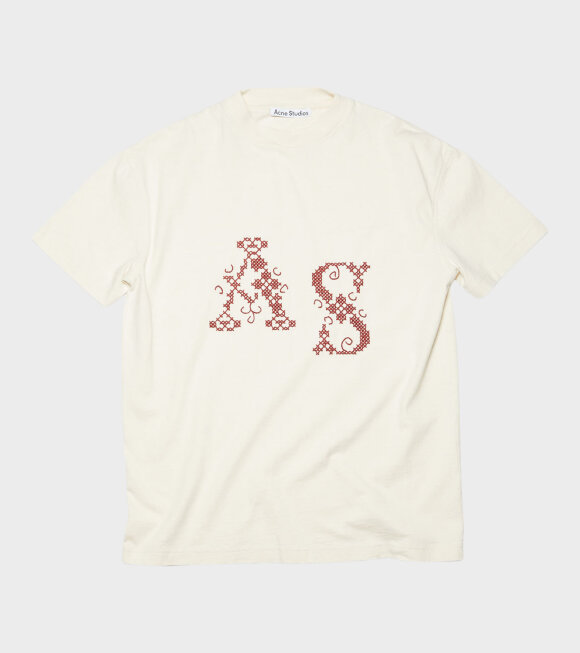 Acne Studios - Embroidered T-shirt Ecru Beige