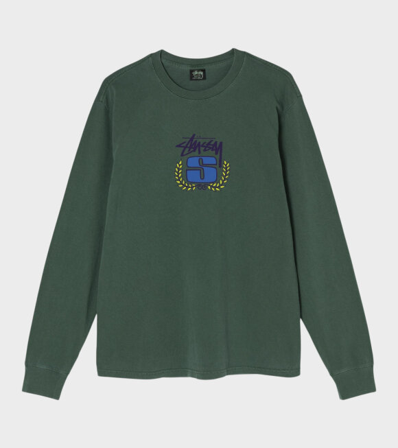 Stüssy - S Wreath Pigment Dyed LS Tee Green