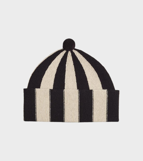 Jo Gordon - Vertical Stripe Hat Black/Oatmeal
