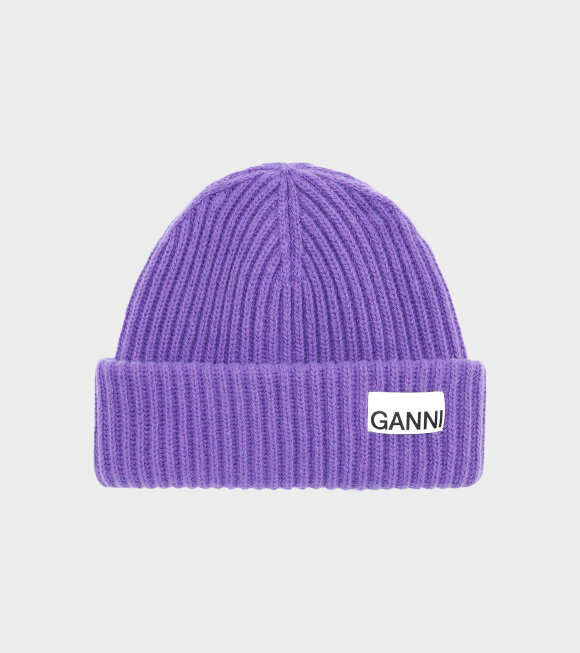 Ganni - Rib Knit Beanie Persian Violet