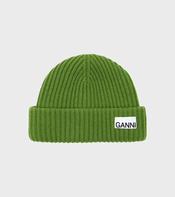 Ganni - Rib Knit Beanie Flash Green 