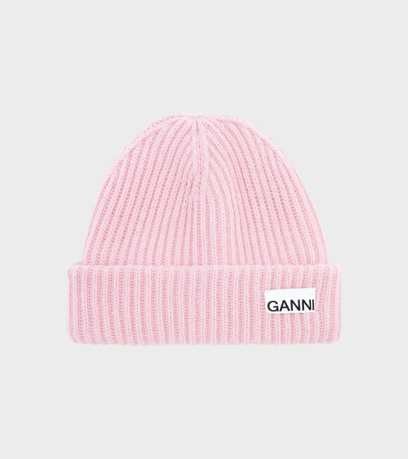Ganni - Rib Knit Beanie Pink Nectar 