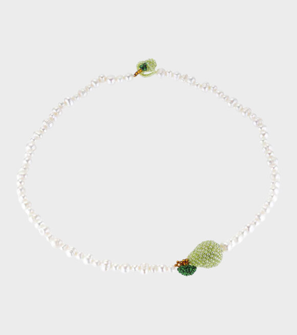 Pura Utz - Pearl Pear Necklace White/Green