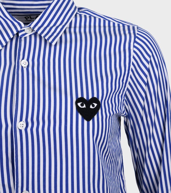Comme des Garcons PLAY - W Black Heart Striped Shirt White/Blue