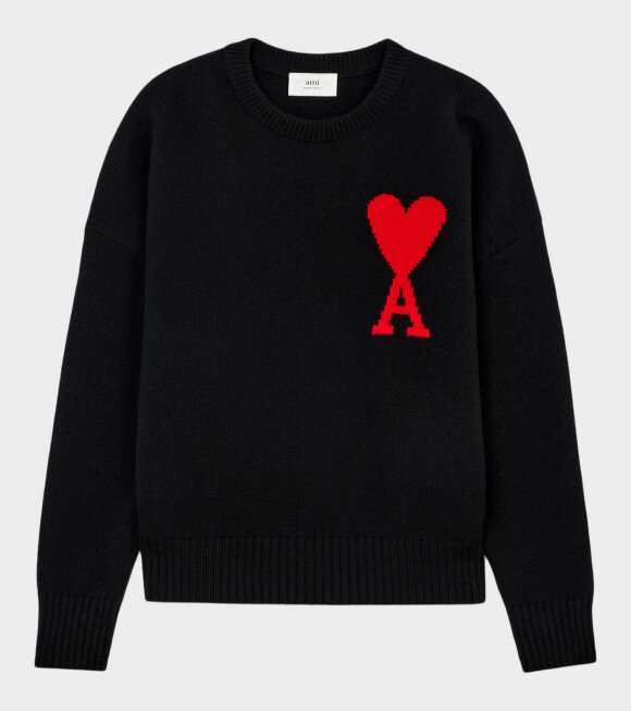 AMI - Crewneck Sweater Black/Red
