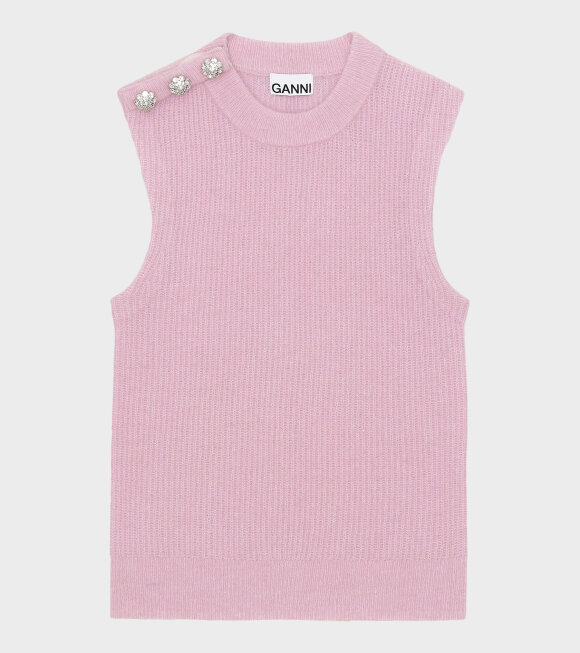 Ganni - Soft Wool Knit Vest Pale Lilac/Pink
