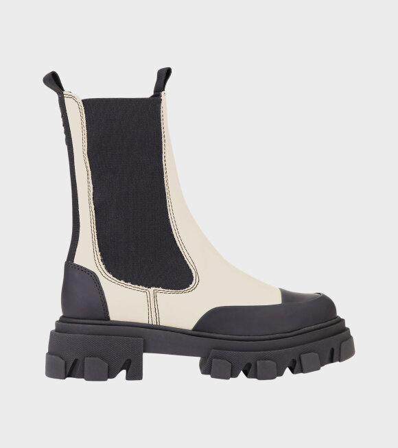 Ganni - Mid Chelsea Leather Boot Off-White 