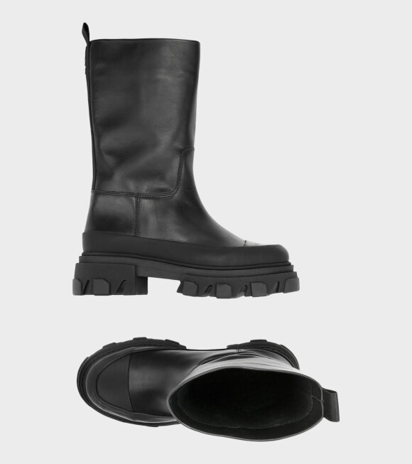 Ganni - Mid Leather Boot Black 