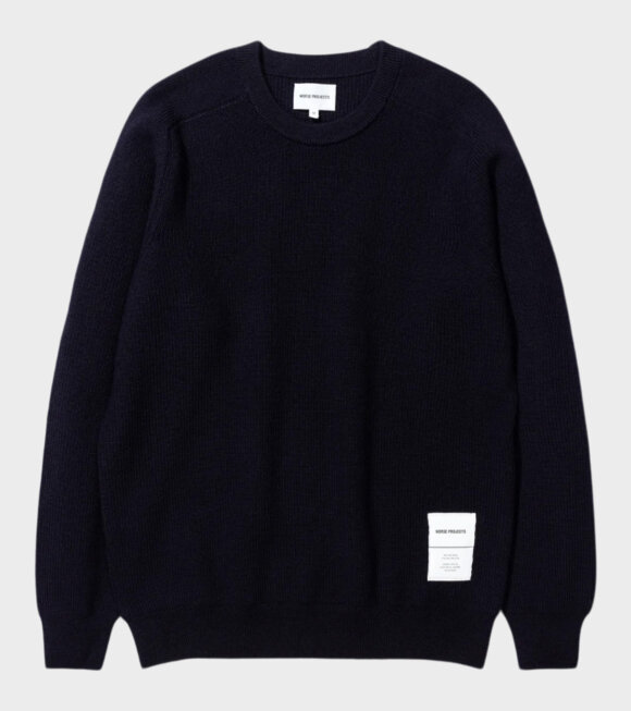 Norse Projects - Bernie Saddle Sleeve Tab Series Knit Dark Navy