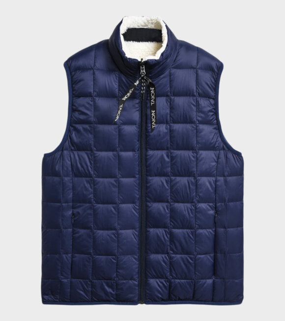 Taion - Reversible Fleece Down Vest Blue/Ivory