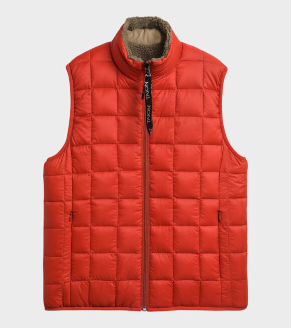 Taion - Reversible Fleece Down Vest Red/Brown