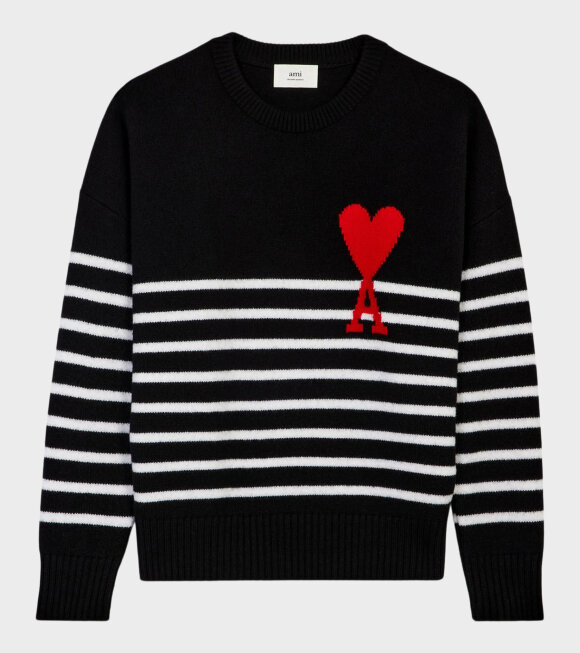 AMI - Striped Crewneck Sweater Black/White