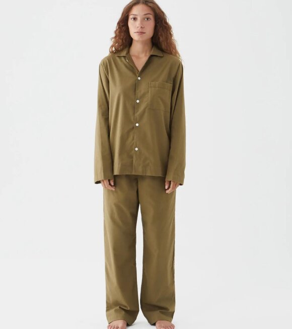 Tekla - Flannel Pyjamas Shirt Moss Brown