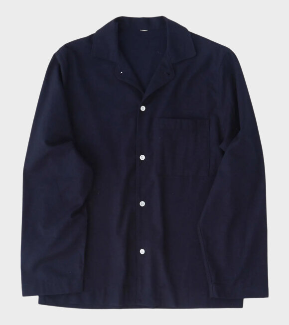 Tekla - Flannel Pyjamas Shirt Midnight Blue