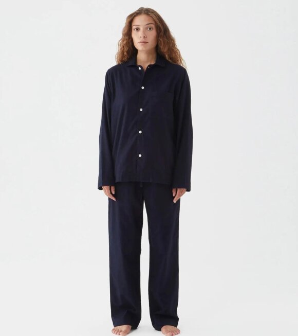 Tekla - Flannel Pyjamas Shirt Midnight Blue
